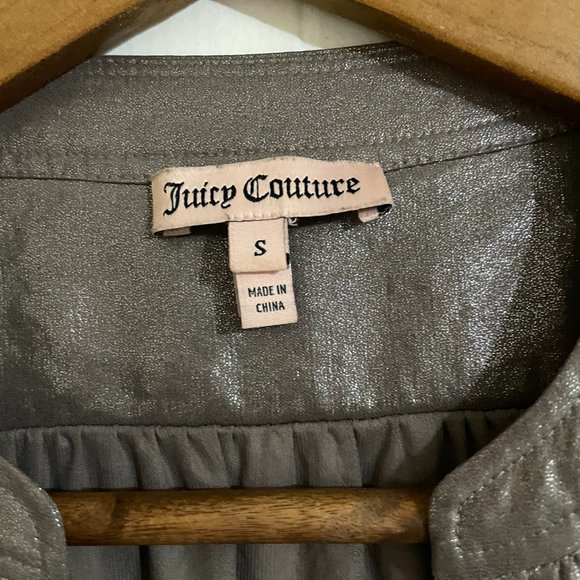 Juicy Couture Metallic V-Neck Deep Gray Blouse - Picture 3 of 5